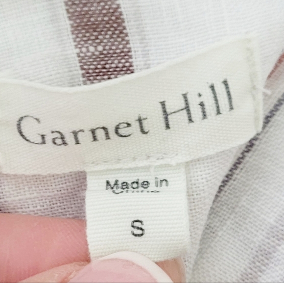 Garnet Hill Easy care 100% Linen Tunic Stripped Buttonup Blouse Oversized Size S - Picture 9 of 11
